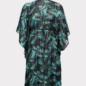 Torrid Black and Green Swim Coverup